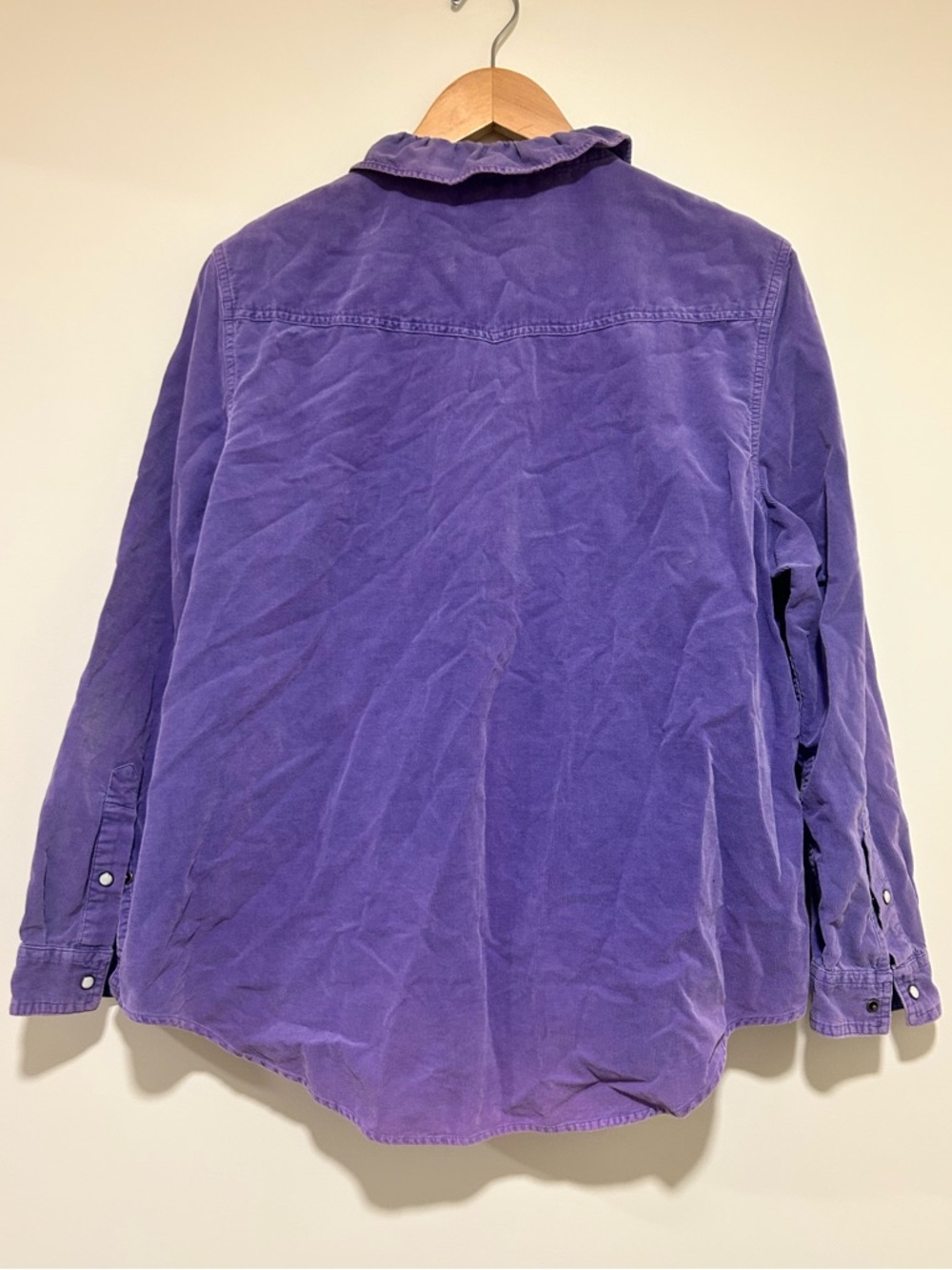 Sundance Ombeline Corduroy Ruffle-Trim Button Down Purple Shirt Size Large - Picture 5 of 6